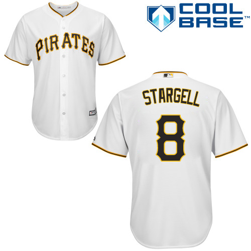 Pirates #8 Willie Stargell White Cool Base Stitched Youth MLB Jersey - Click Image to Close